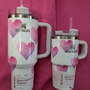 Stanley Valentine's Day Tumbler Set - White Hearts, 40 oz & 20 oz FREE SHIPPING!